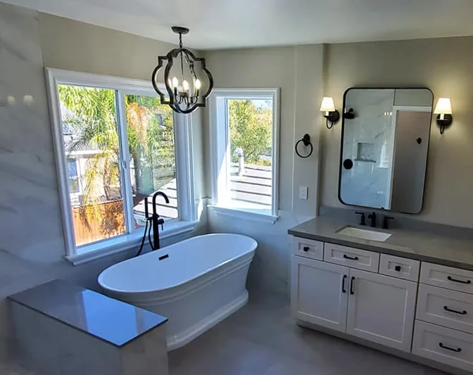 Walk-in shower conversion with subway tile